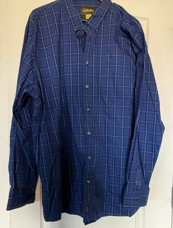 Cabela's Other - Mens Cabela's Plaid Button-Down Shirt 3XLT TALL Gray Blue White Wrinkle Free LS